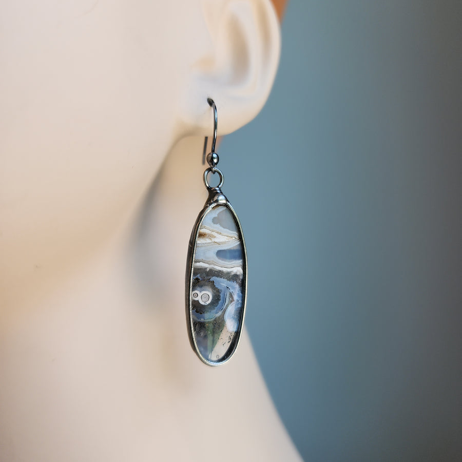 SOLD - Ocean Jasper Earrings, Oval with .925 Sterling Silver Ear Wires