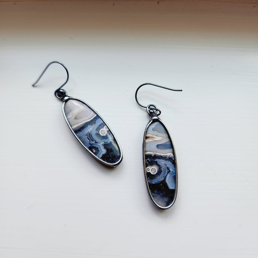 SOLD - Ocean Jasper Earrings, Oval with .925 Sterling Silver Ear Wires