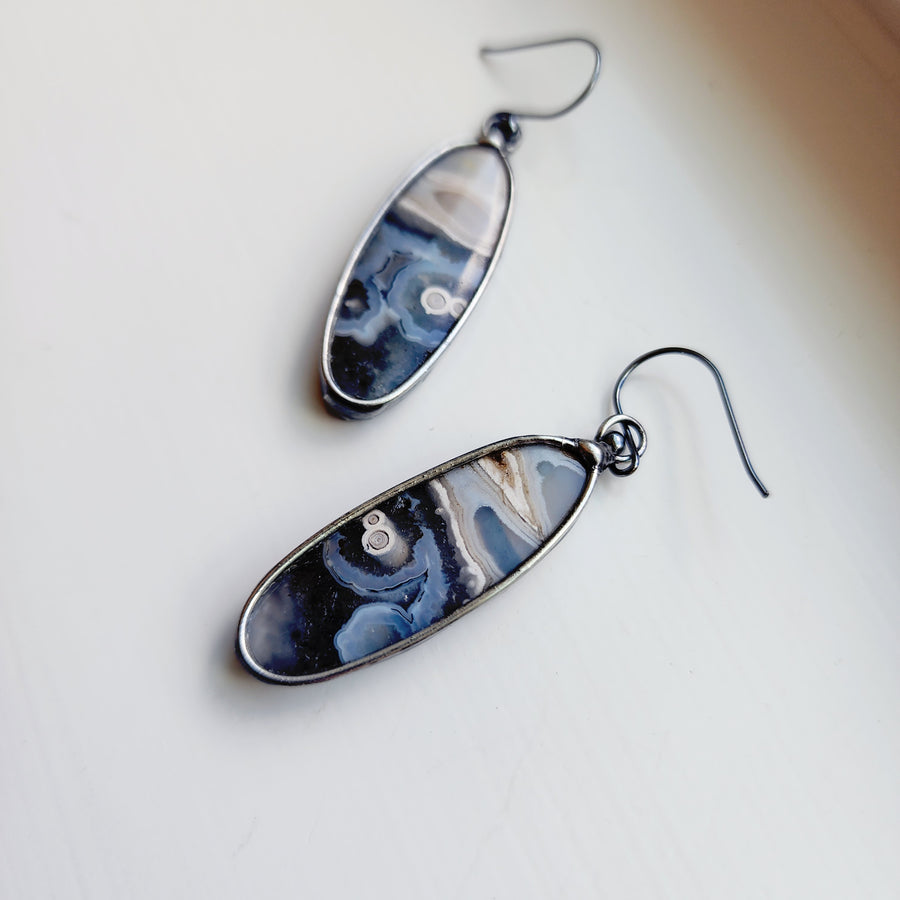 SOLD - Ocean Jasper Earrings, Oval with .925 Sterling Silver Ear Wires
