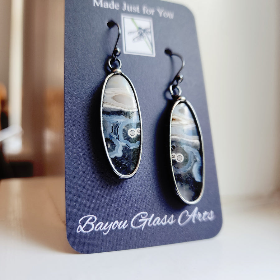 SOLD - Ocean Jasper Earrings, Oval with .925 Sterling Silver Ear Wires