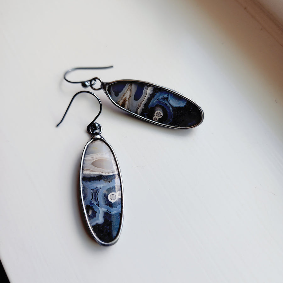 SOLD - Ocean Jasper Earrings, Oval with .925 Sterling Silver Ear Wires