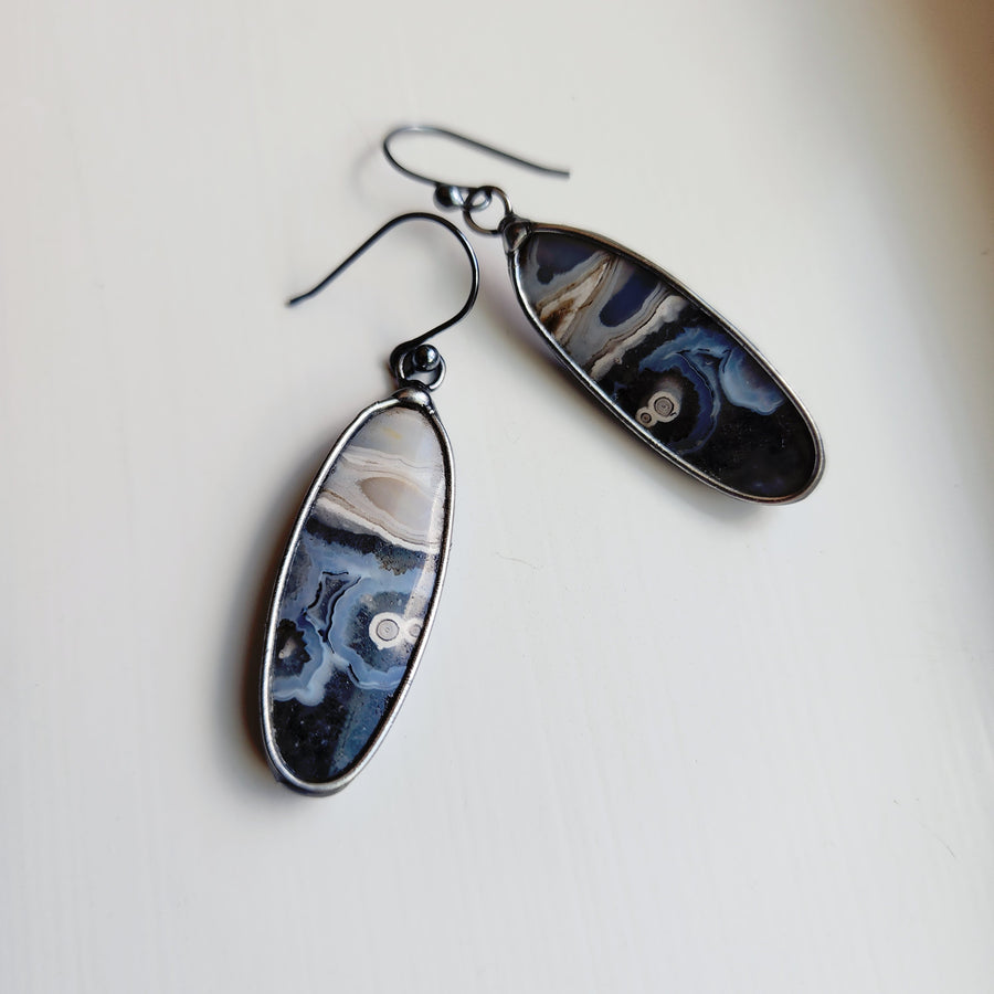 SOLD - Ocean Jasper Earrings, Oval with .925 Sterling Silver Ear Wires