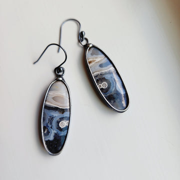 Ocean Jasper Earrings, Oval with .925 Sterling Silver Ear Wires