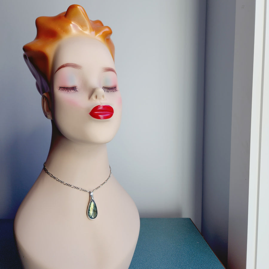 SOLD - Flashy Labradorite Pendant Necklace