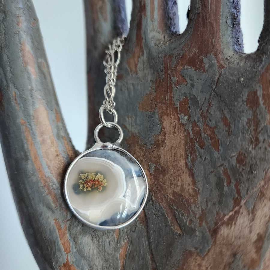 SOLD - Round Moss Agate, Night Scene