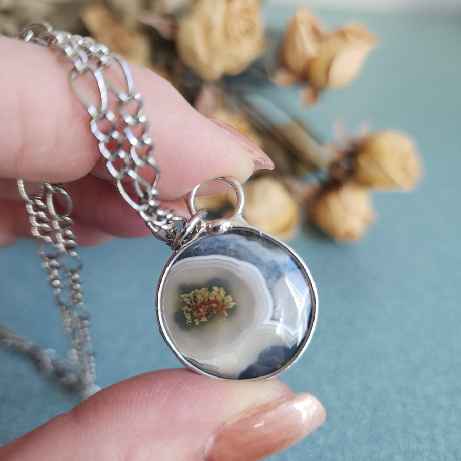 SOLD - Round Moss Agate, Night Scene