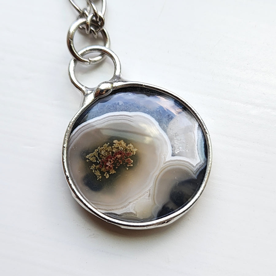 SOLD - Round Moss Agate, Night Scene