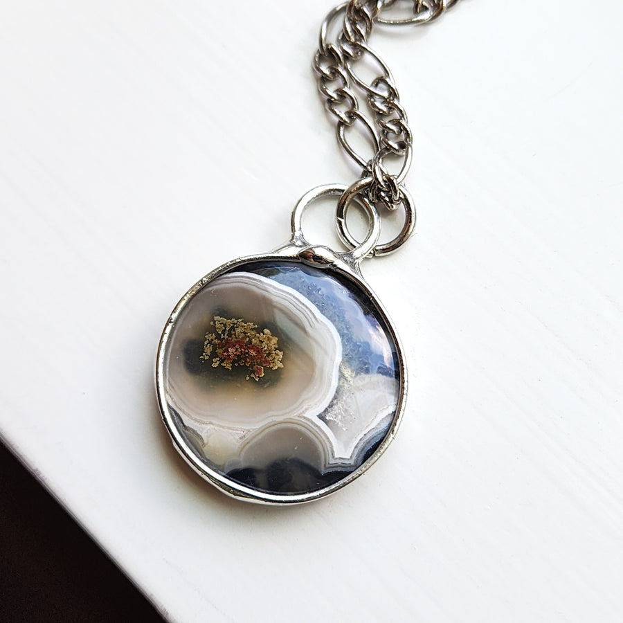 SOLD - Round Moss Agate, Night Scene