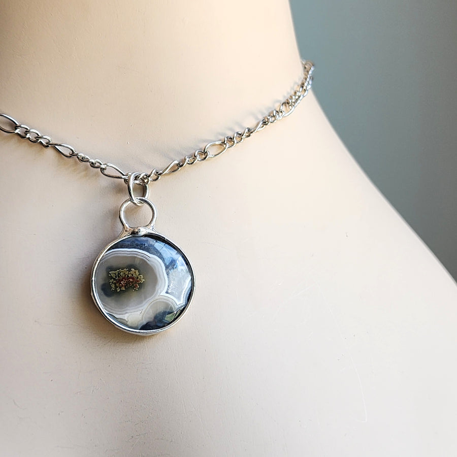 SOLD - Round Moss Agate, Night Scene