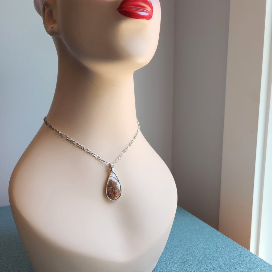 Teardrop Moss Agate Pendant