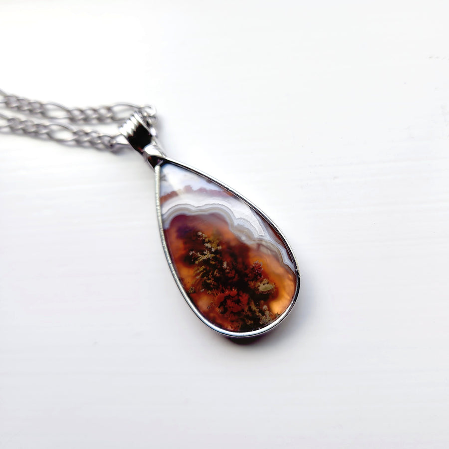 Teardrop Moss Agate Pendant