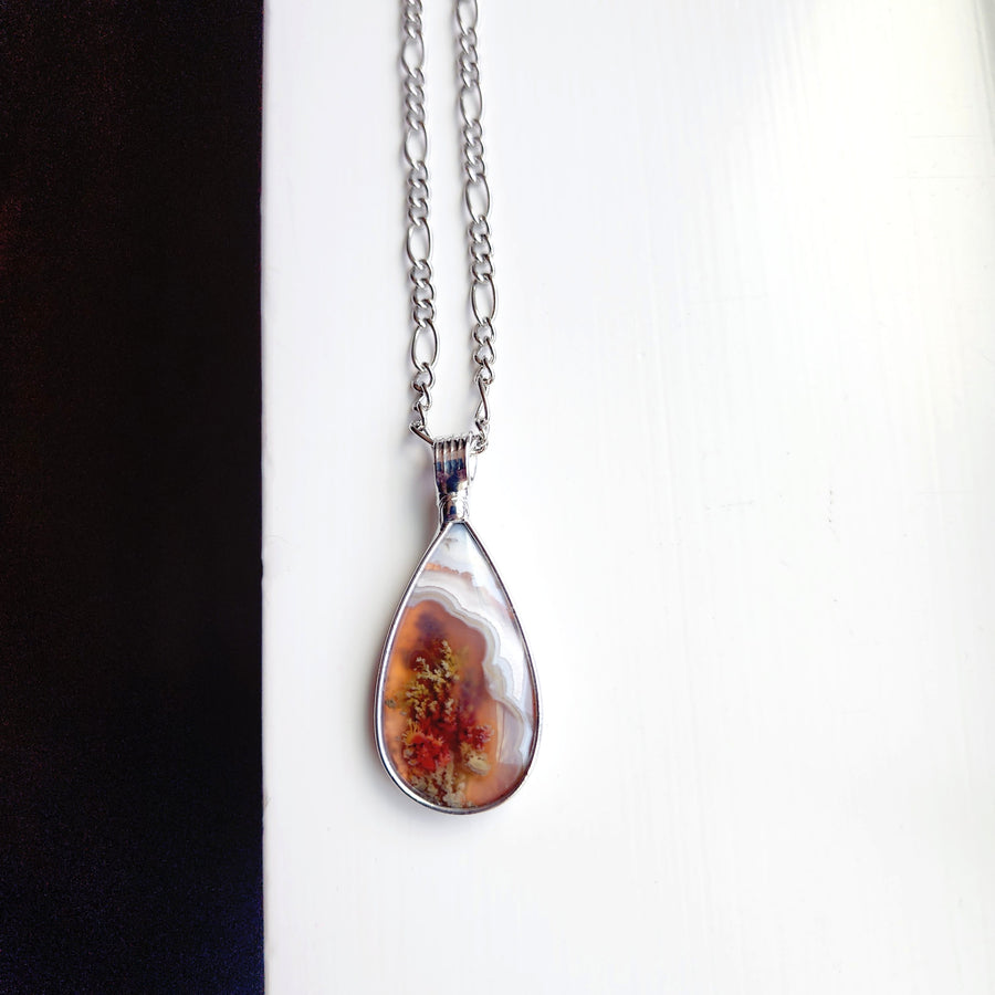 Teardrop Moss Agate Pendant