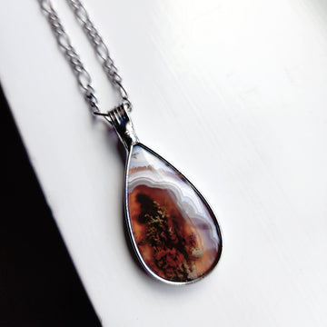 Teardrop Moss Agate Pendant