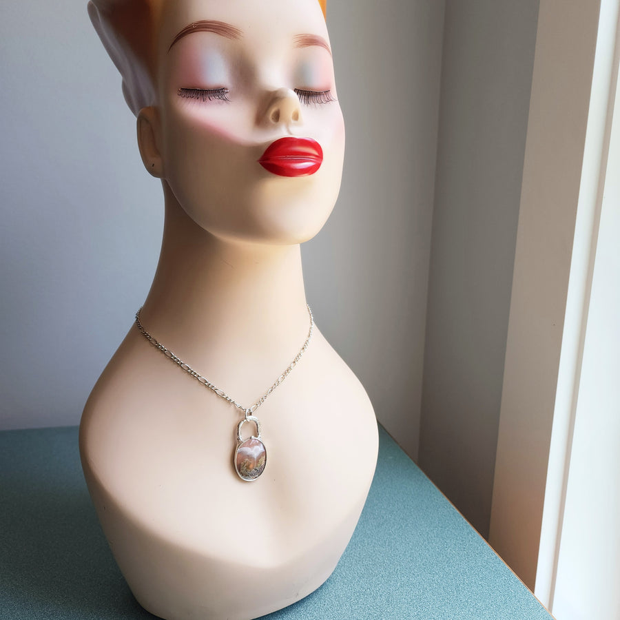 Oval Moss Agate Pendant Necklace