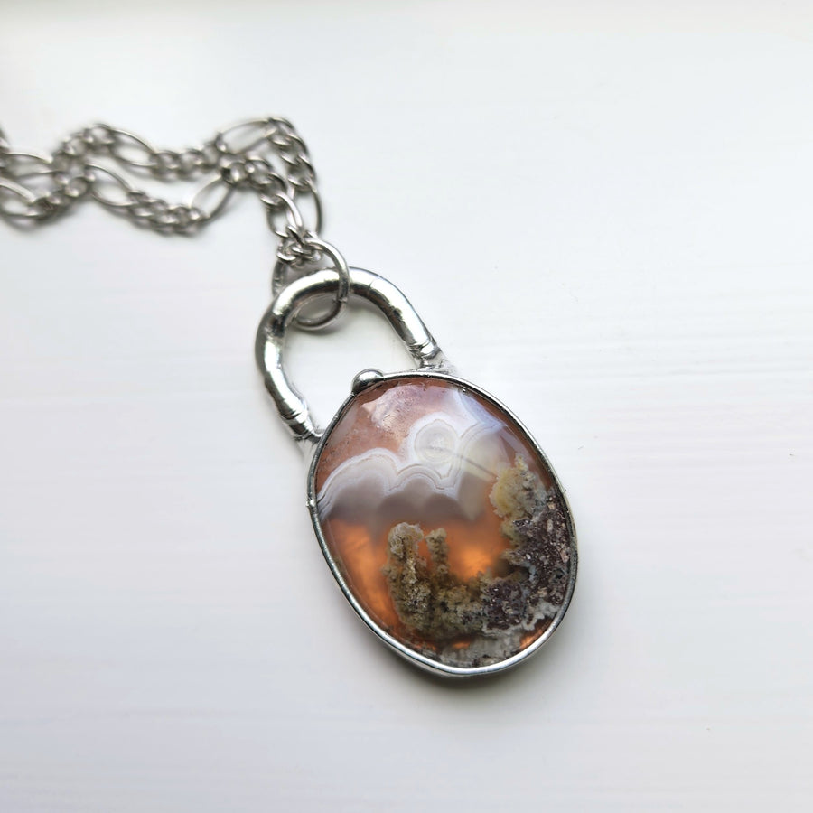 Oval Moss Agate Pendant Necklace