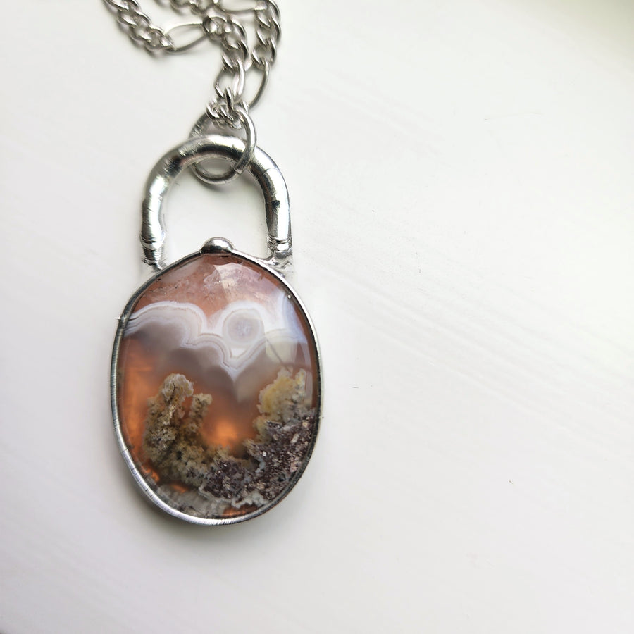 Oval Moss Agate Pendant Necklace
