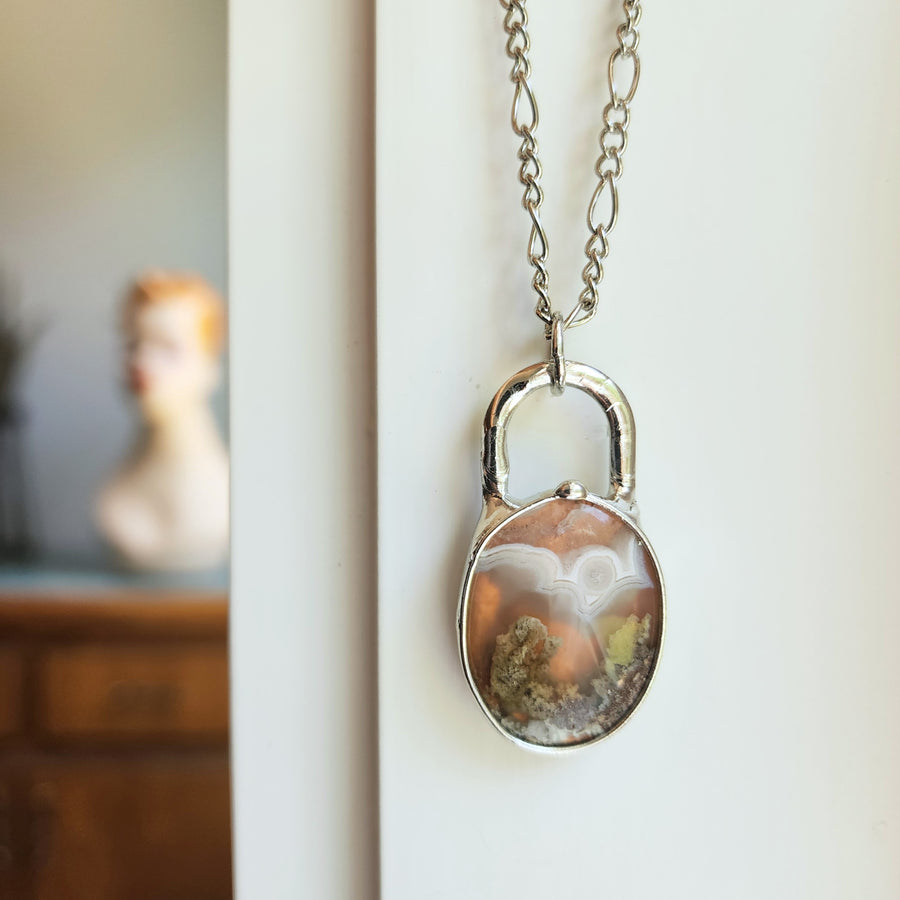 Oval Moss Agate Pendant Necklace