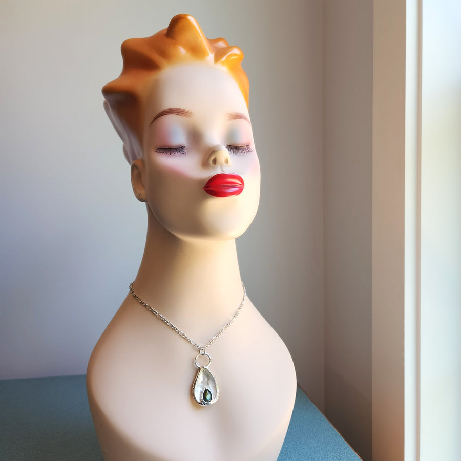 SOLD - Mother of Pearl with Labradorite Inset Pendant Necklace