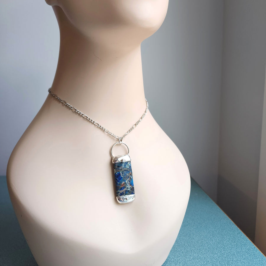 Ocean Blue Sea Sediment Jasper Earring & Pendant Jewelry Set