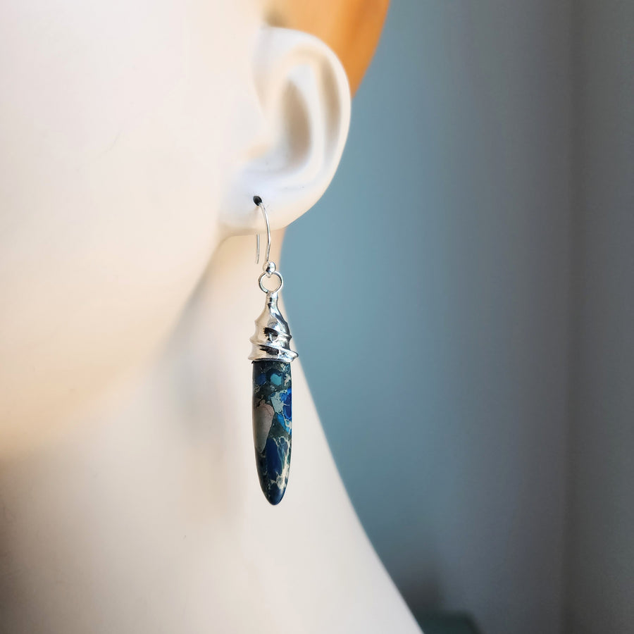 Ocean Blue Sea Sediment Jasper Earring & Pendant Jewelry Set