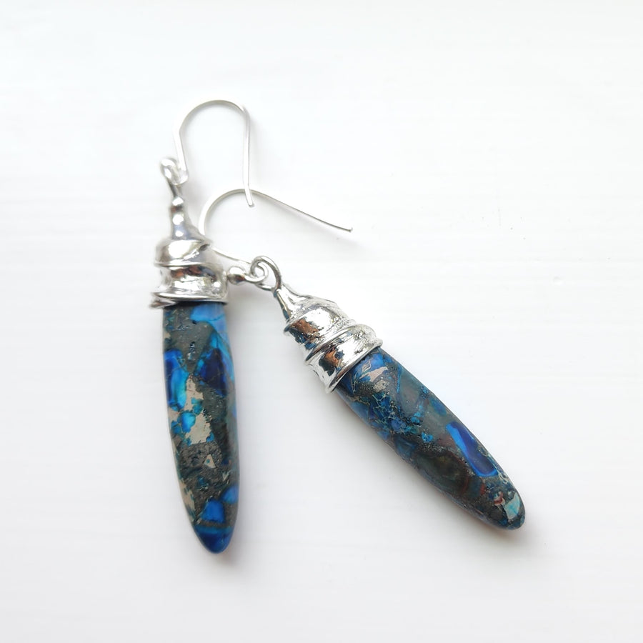 Ocean Blue Sea Sediment Jasper Earring & Pendant Jewelry Set