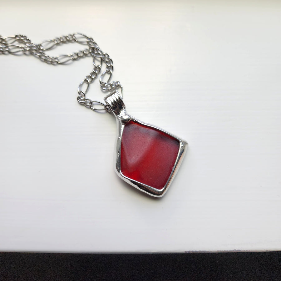 SOLD - Authentic Red Beach Glass, Unique Jewelry Gift for the Ocean Lover