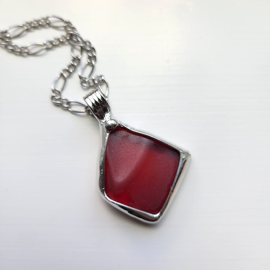 SOLD - Authentic Red Beach Glass, Unique Jewelry Gift for the Ocean Lover