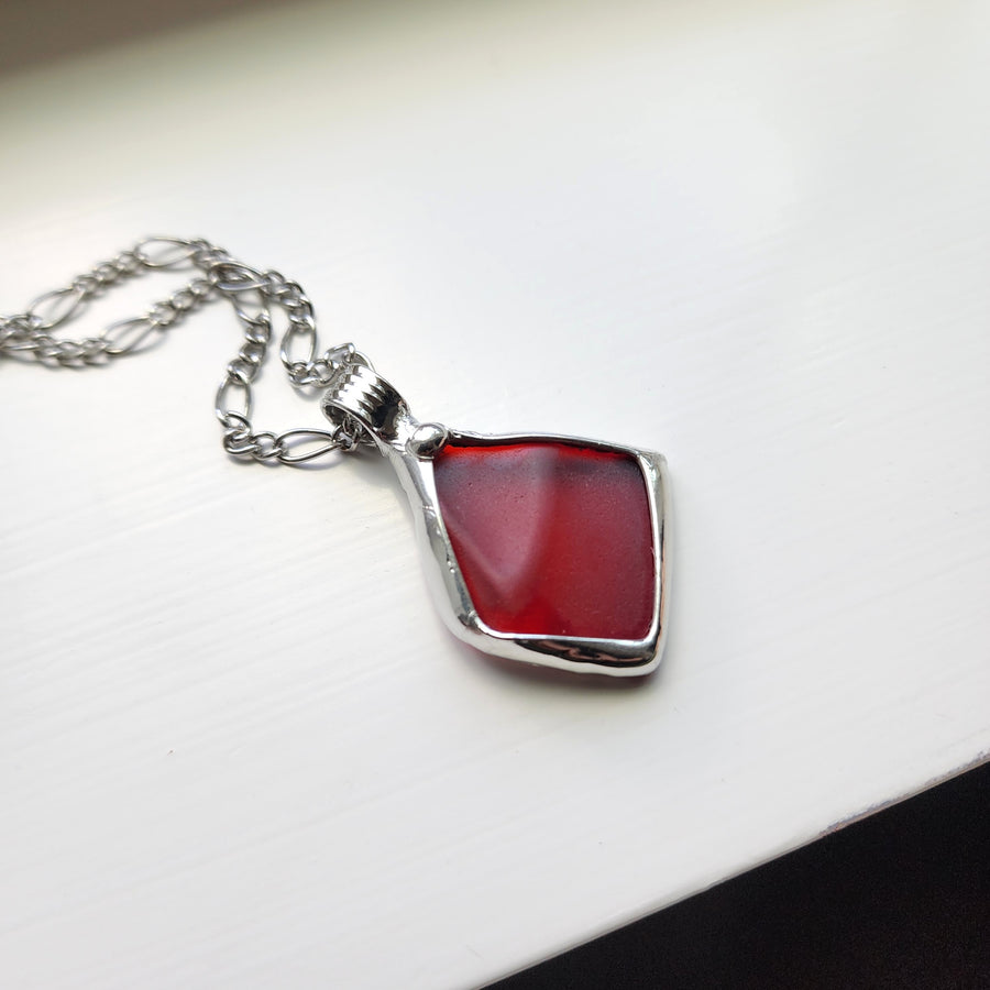 SOLD - Authentic Red Beach Glass, Unique Jewelry Gift for the Ocean Lover