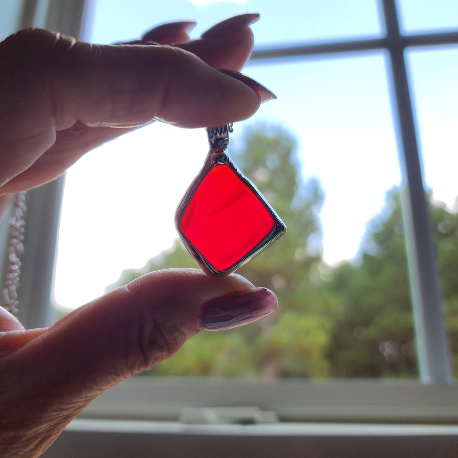 SOLD - Authentic Red Beach Glass, Unique Jewelry Gift for the Ocean Lover