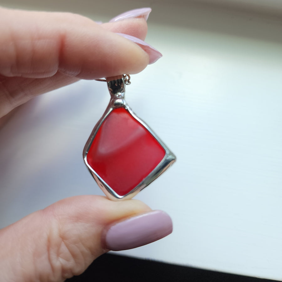 SOLD - Authentic Red Beach Glass, Unique Jewelry Gift for the Ocean Lover