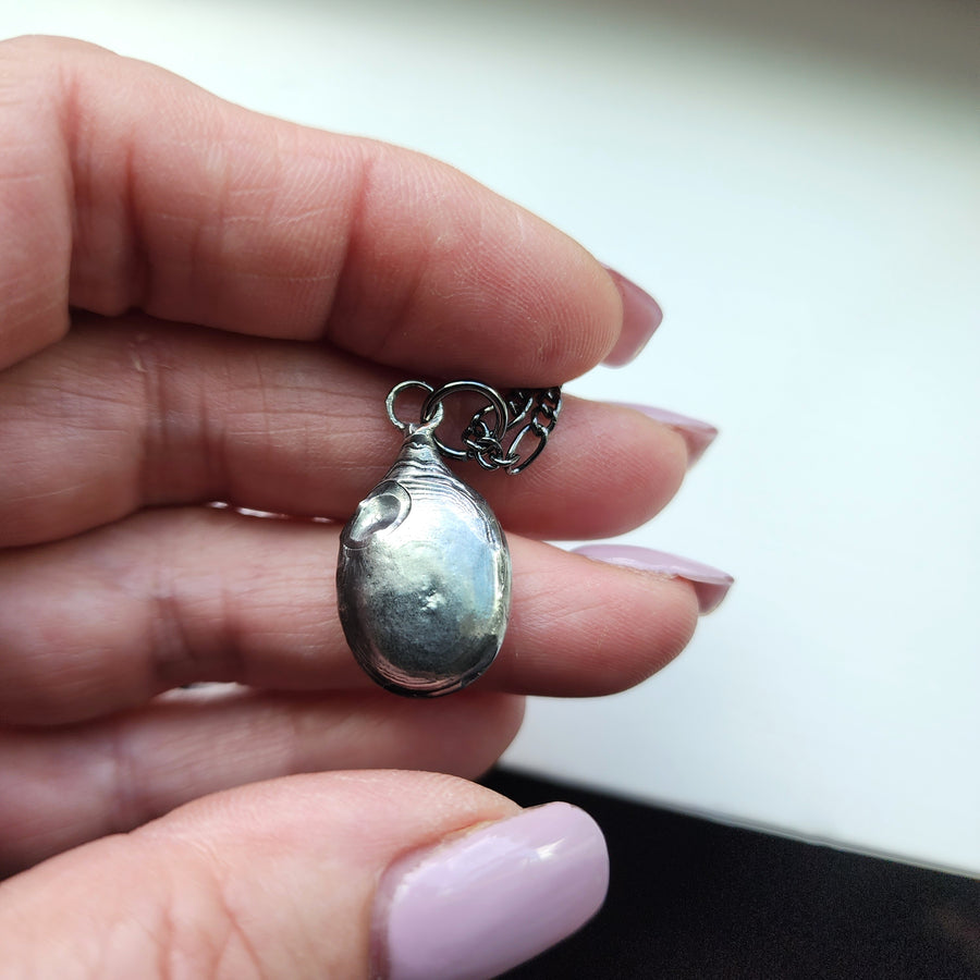 Moss Agate Necklace for Women, Small Oval, Sweet Landscape