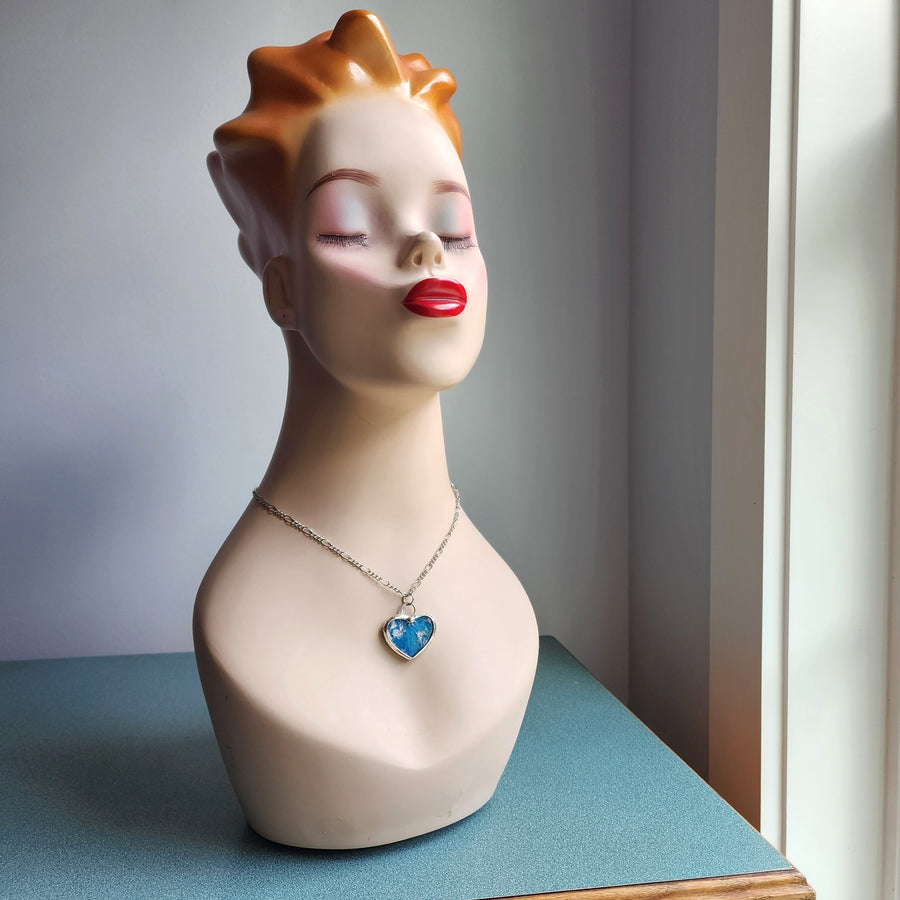 SOLD - Clouds in the Sky Blue Heart Necklace