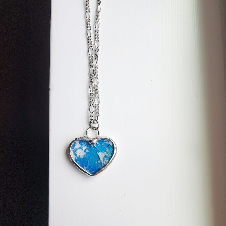 SOLD - Clouds in the Sky Blue Heart Necklace