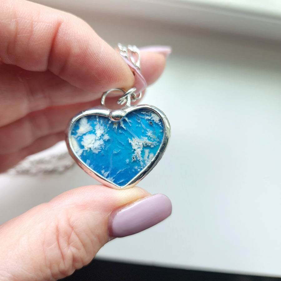 SOLD - Clouds in the Sky Blue Heart Necklace