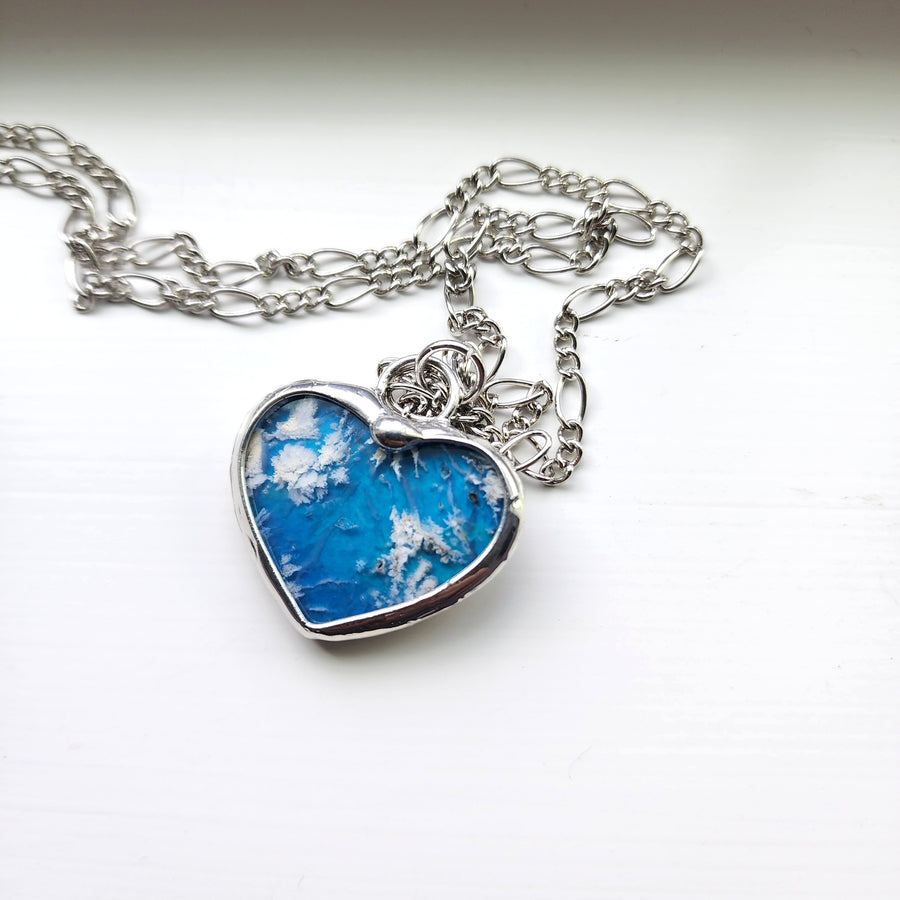 SOLD - Clouds in the Sky Blue Heart Necklace