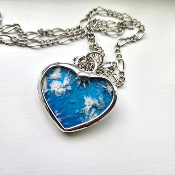 SOLD - Clouds in the Sky Blue Heart Necklace