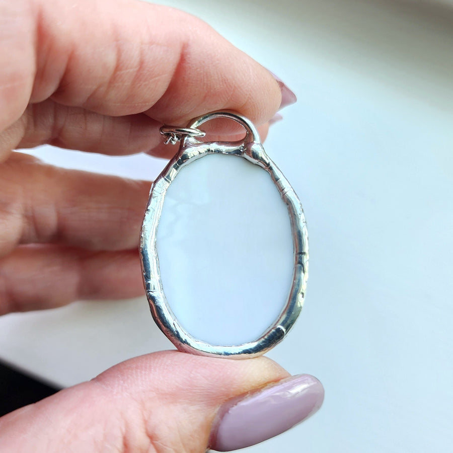 Hand Painted Wild Violet Pendant, Repurposed China Jewelry