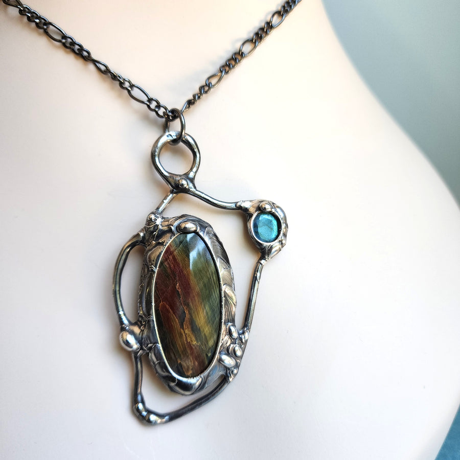 Tiger Eye & Labradorite Statement Pendant