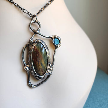 Tiger Eye & Labradorite Statement Pendant