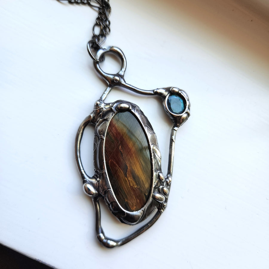 Tiger Eye & Labradorite Statement Pendant