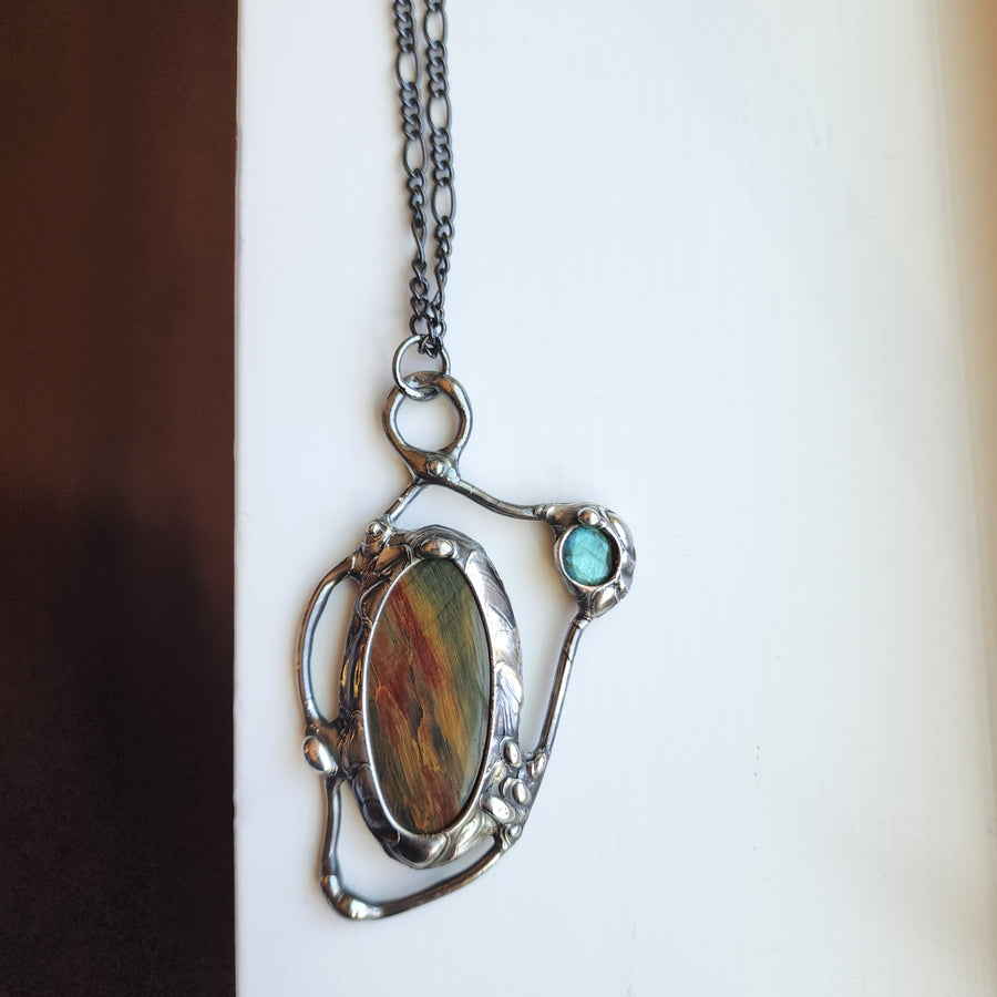 Tiger Eye & Labradorite Statement Pendant