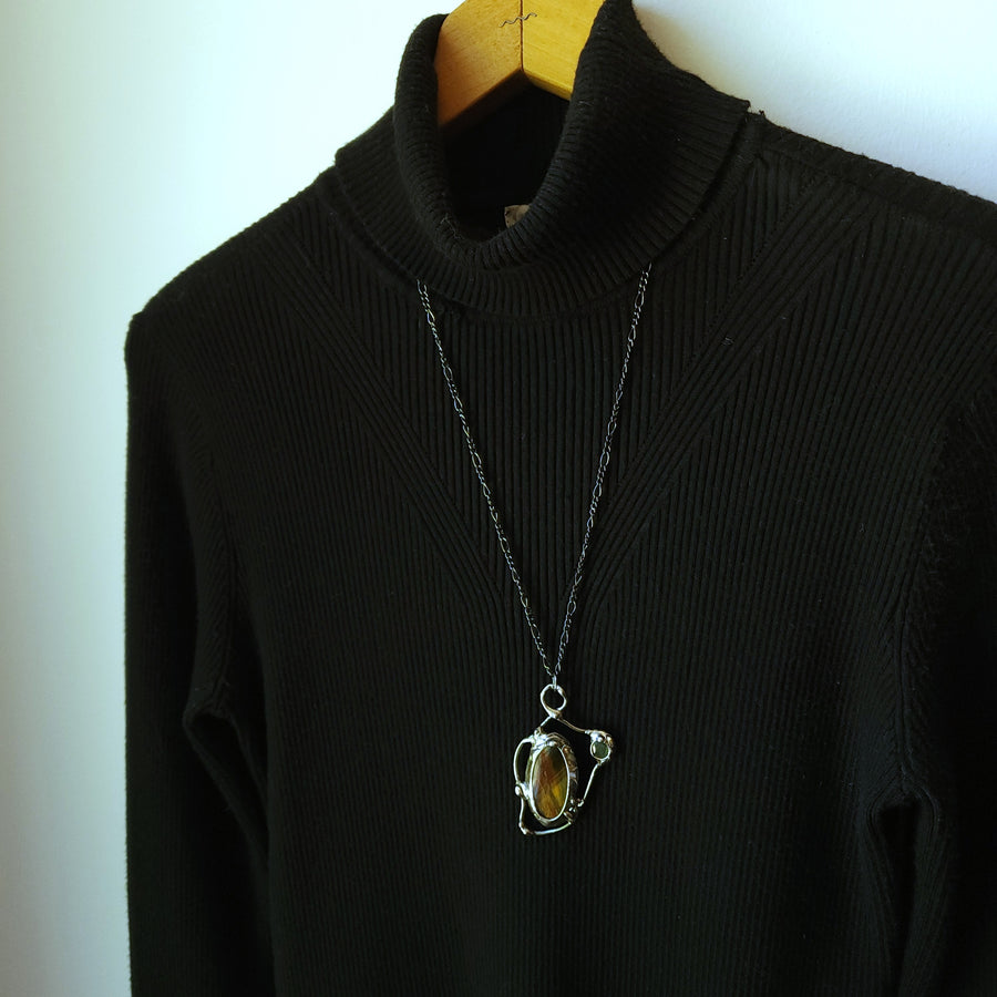 Tiger Eye & Labradorite Statement Pendant