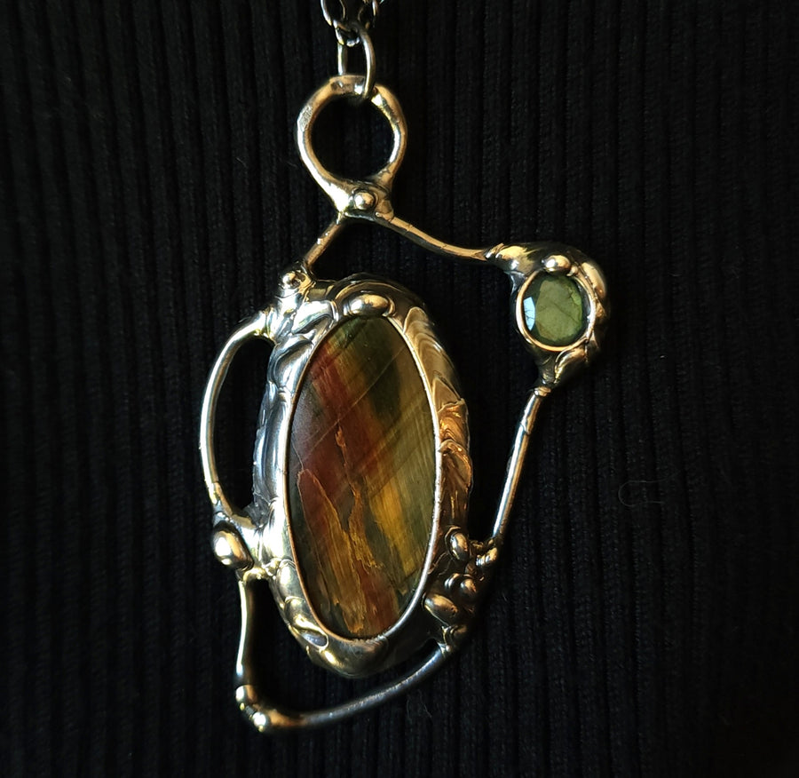 Tiger Eye & Labradorite Statement Pendant