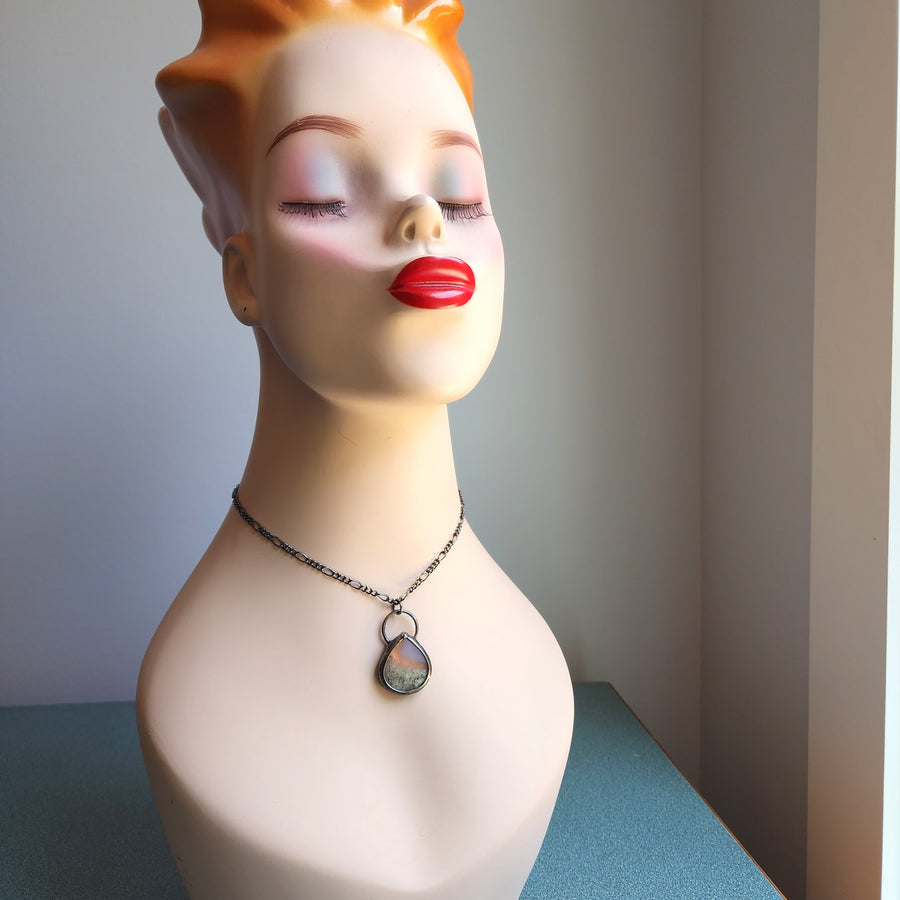 Moss Agate Pendant Necklace, For Guy or Gal