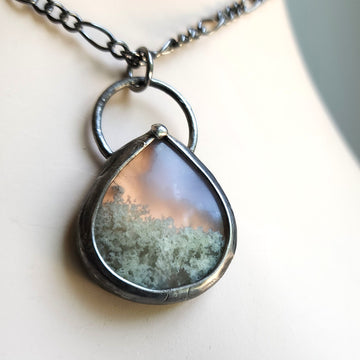 Moss Agate Pendant Necklace, For Guy or Gal