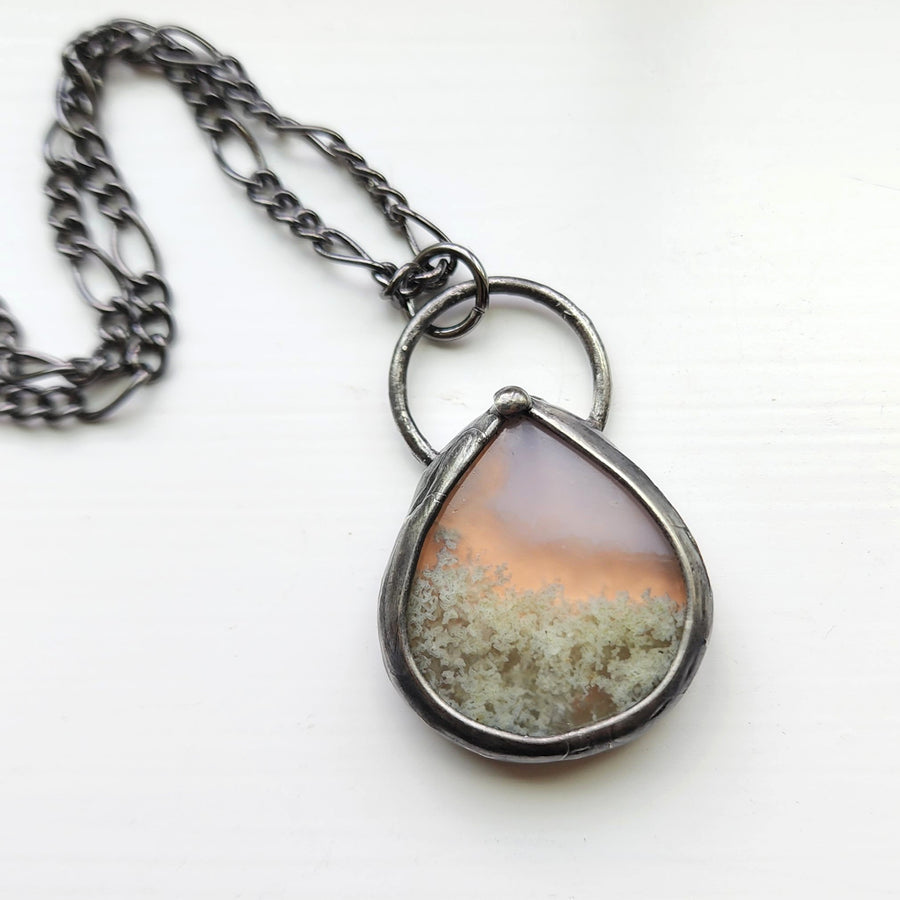 Moss Agate Pendant Necklace, For Guy or Gal