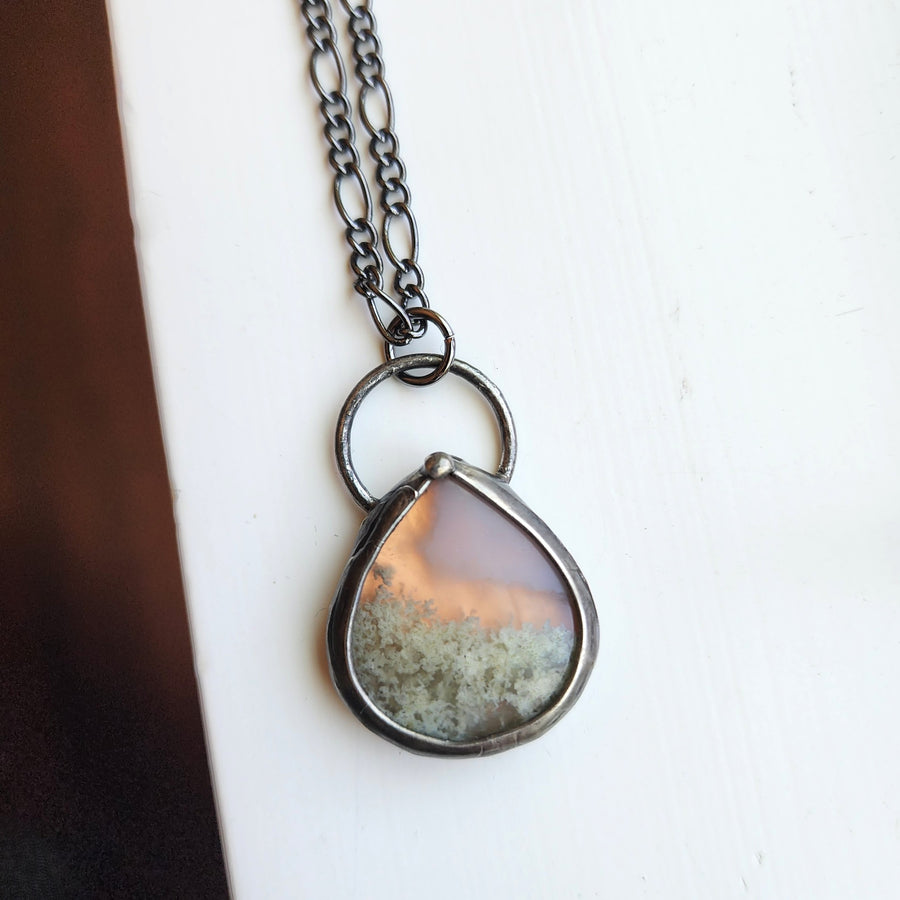 Moss Agate Pendant Necklace, For Guy or Gal