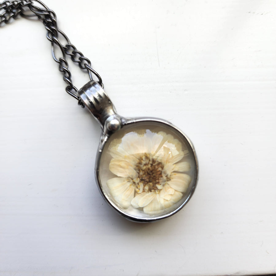Pressed Wildflower Pendant Necklace for Women