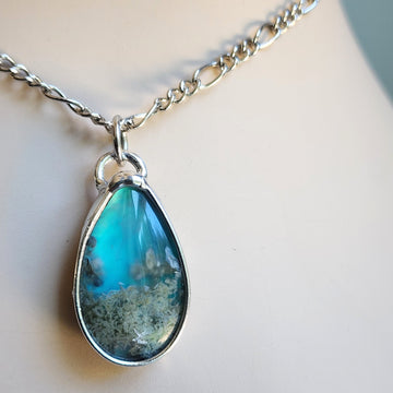 Blue Agate Pendant, Pear Shaped Doublet
