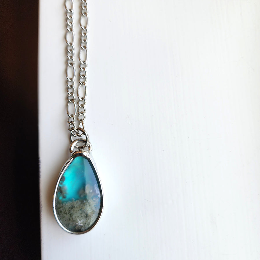 Blue Agate Pendant, Pear Shaped Doublet